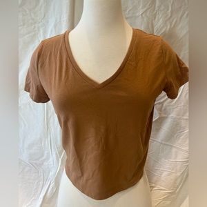Wild Fable tan V neck crop top
